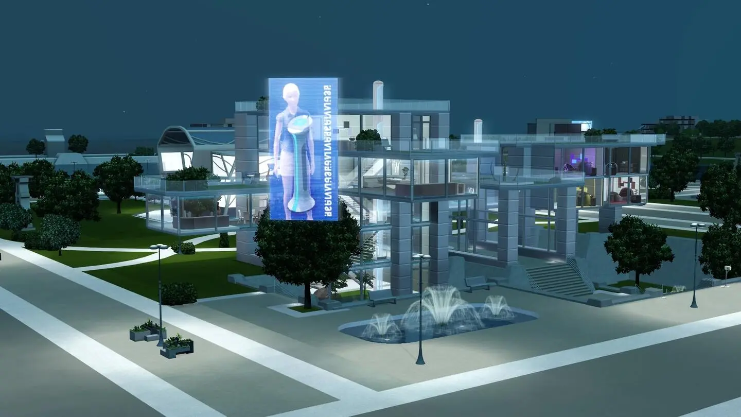 Centro comunitario en el futuro de Los Sims 3.