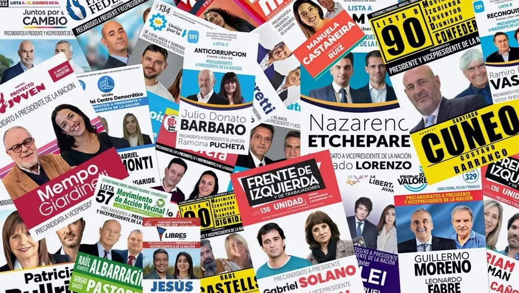 Boletas de todos los precandidatos presidenciales de las PASO 2023.
