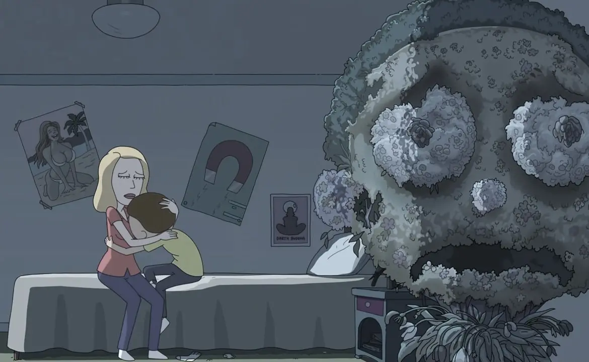 Beth consuela a Morty por Planetina.