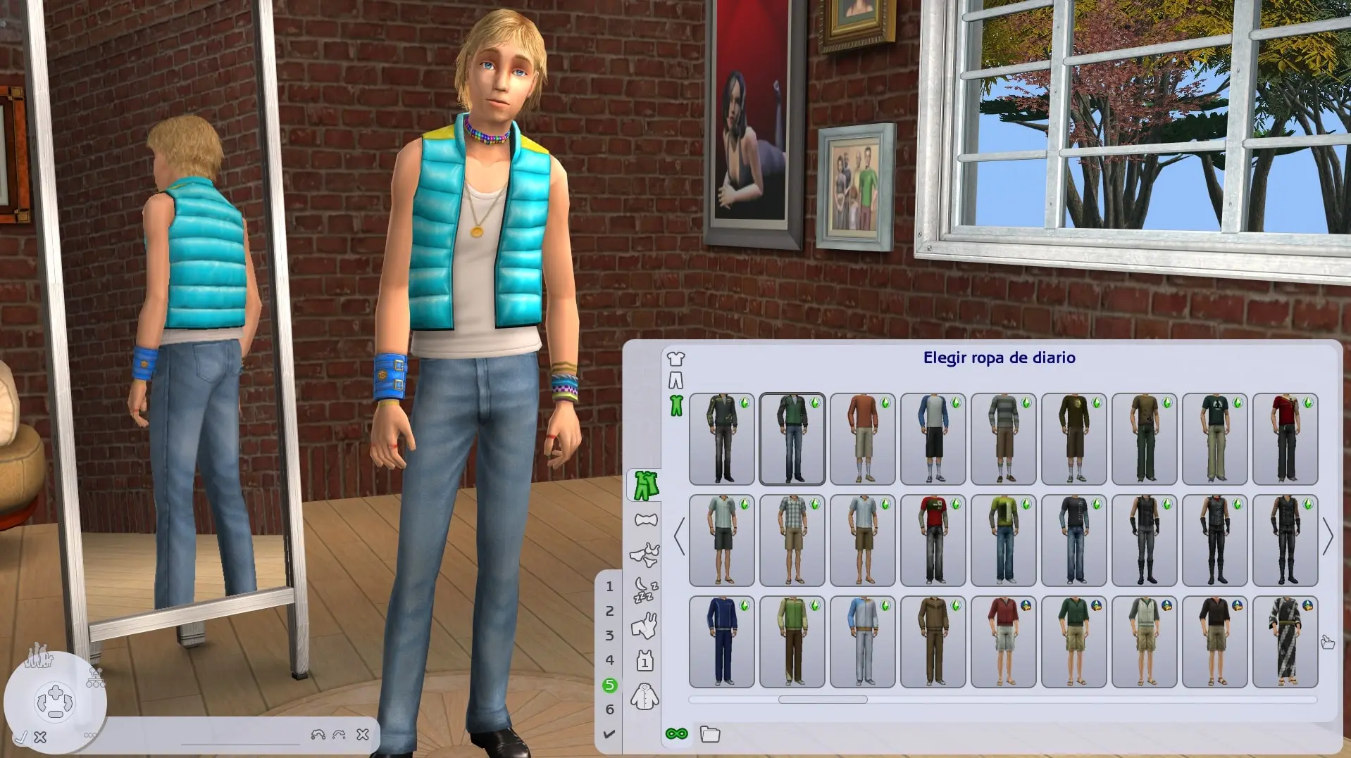 CAS de Los Sims 2 con el Mod Clean UI.