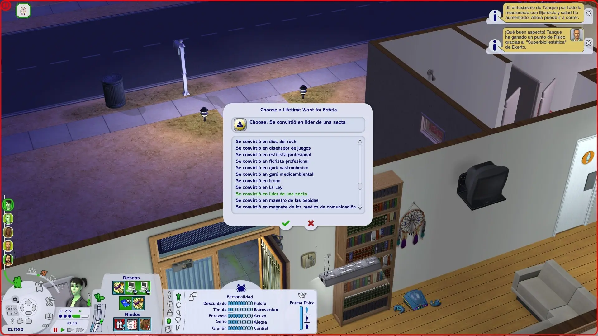 Cambiar deseo de toda la vida en Los Sims 2.